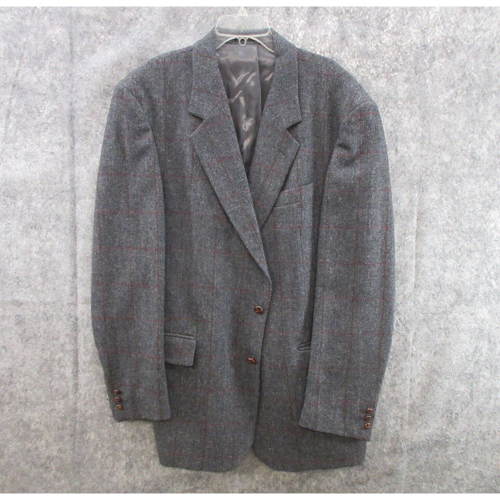 English Manor Mens Sport Coat 40 Wool Notch Collared Two Buttons Long Sleeve